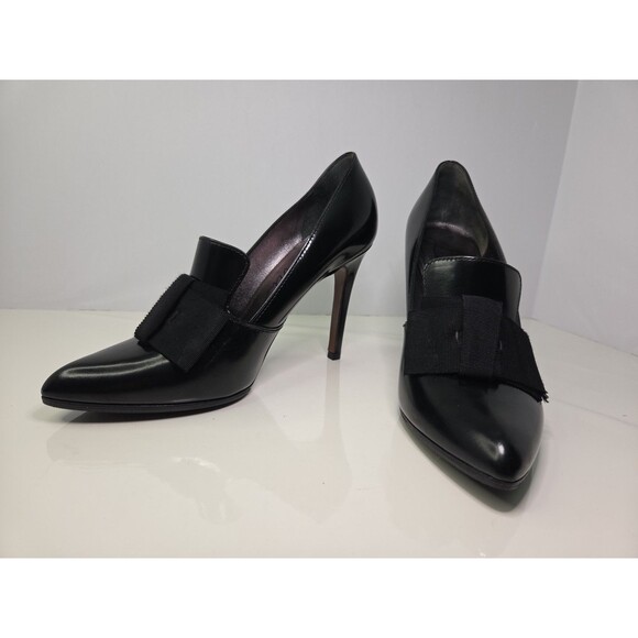 Lanvin Luxury Black Patent Leather Pump With Ribbon Details EU 37.5 NWOB - Picture 2 of 16